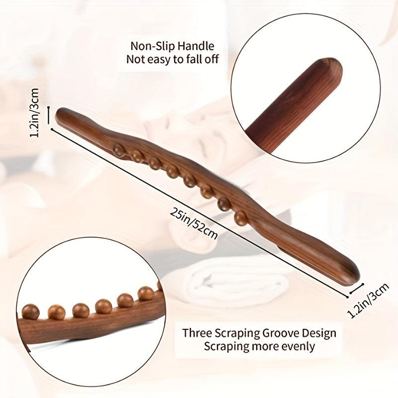 Wooden Massage Stick 8 Beads Scraping Tool Lymphatic Drainage Massager