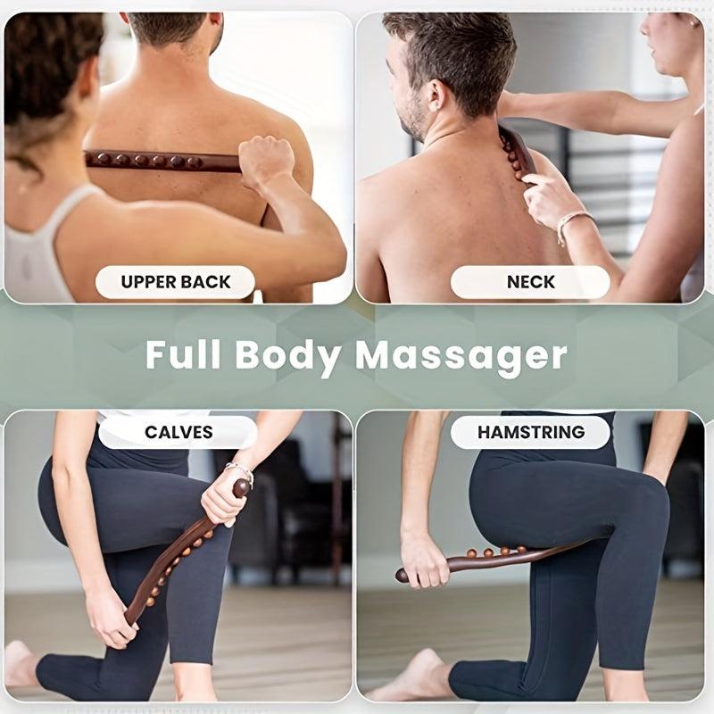 Wooden Massage Stick 8 Beads Scraping Tool Lymphatic Drainage Massager