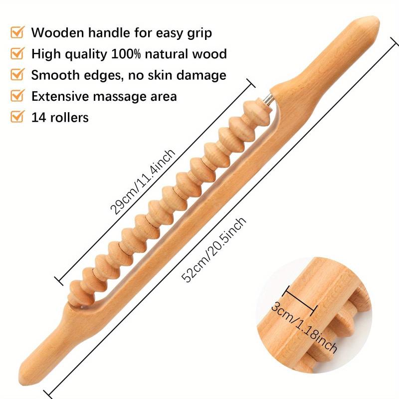 Beech Wood Massage Roller Stick for Lymphatic Drainage and Muscle Release