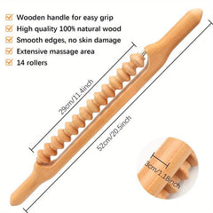 Beech Wood Massage Roller Stick for Lymphatic Drainage and Muscle Release