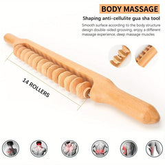 Beech Wood Massage Roller Stick for Lymphatic Drainage and Muscle Release