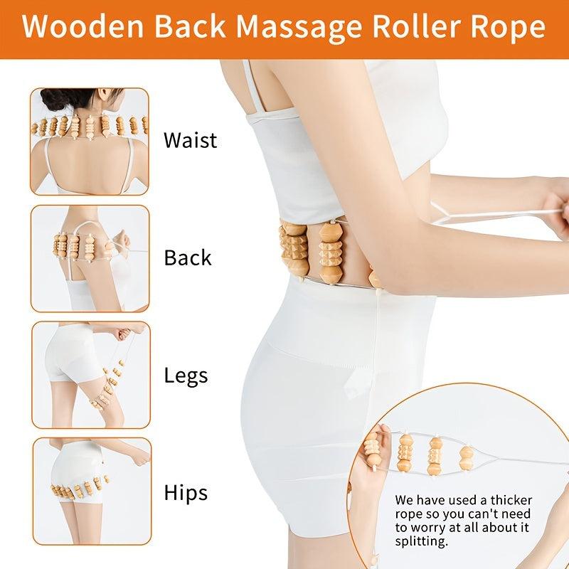 Wood Back Roller Strip Trigger Point Self Massager Full Body Muscle Massage