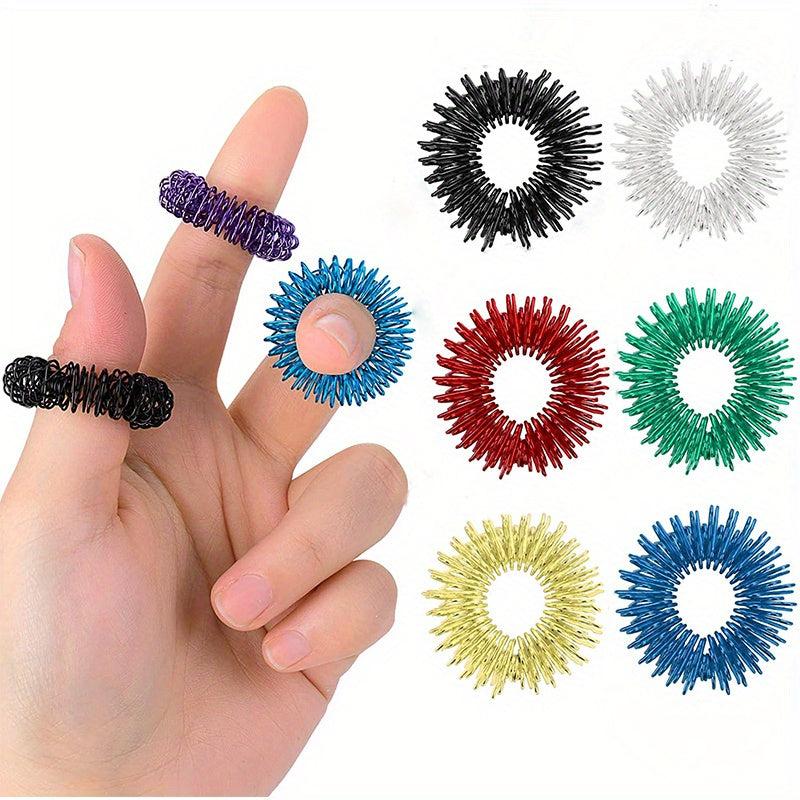 6pcs Mini Finger Massage Ring Carbon Steel Spring Finger Pressure Ring