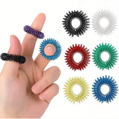 6pcs Mini Finger Massage Ring Carbon Steel Spring Finger Pressure Ring