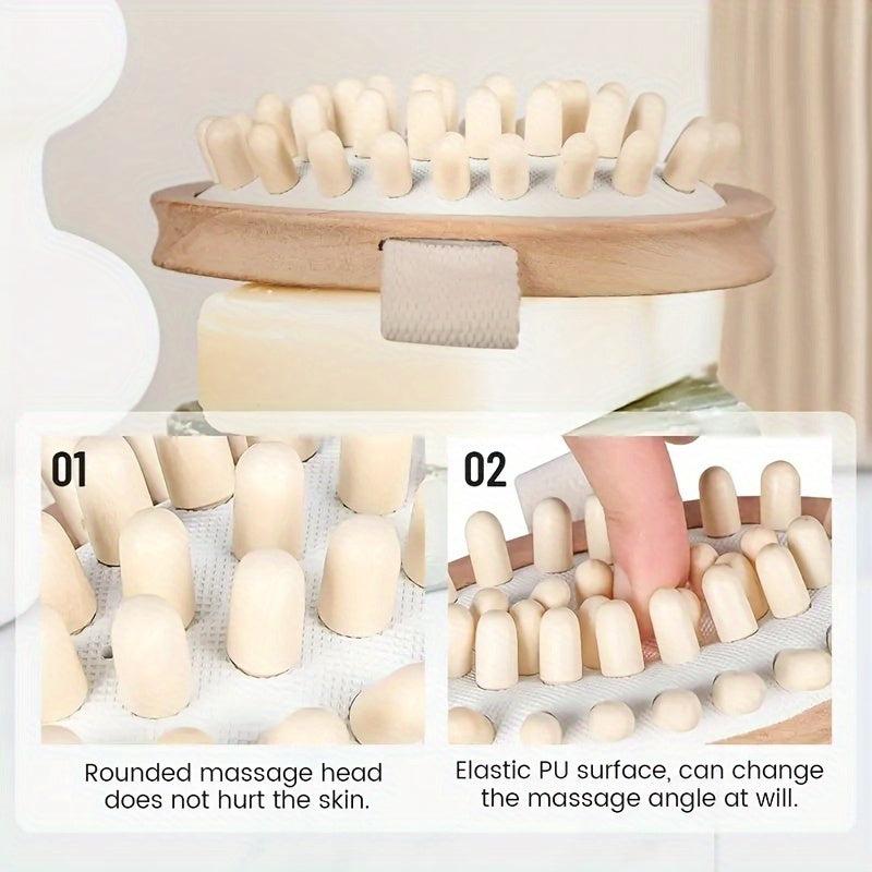 Wooden Body Brush Hand Held Massager Head Scalp Massage Tool
