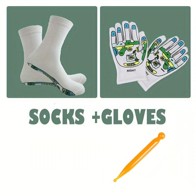 5-Finger Health Socks, Acupoint Massage Gloves