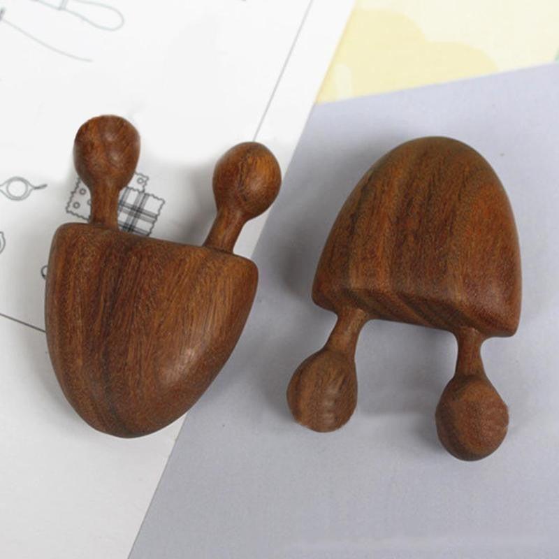 Green Sandalwood Facial Massage Comb with Wooden Handle