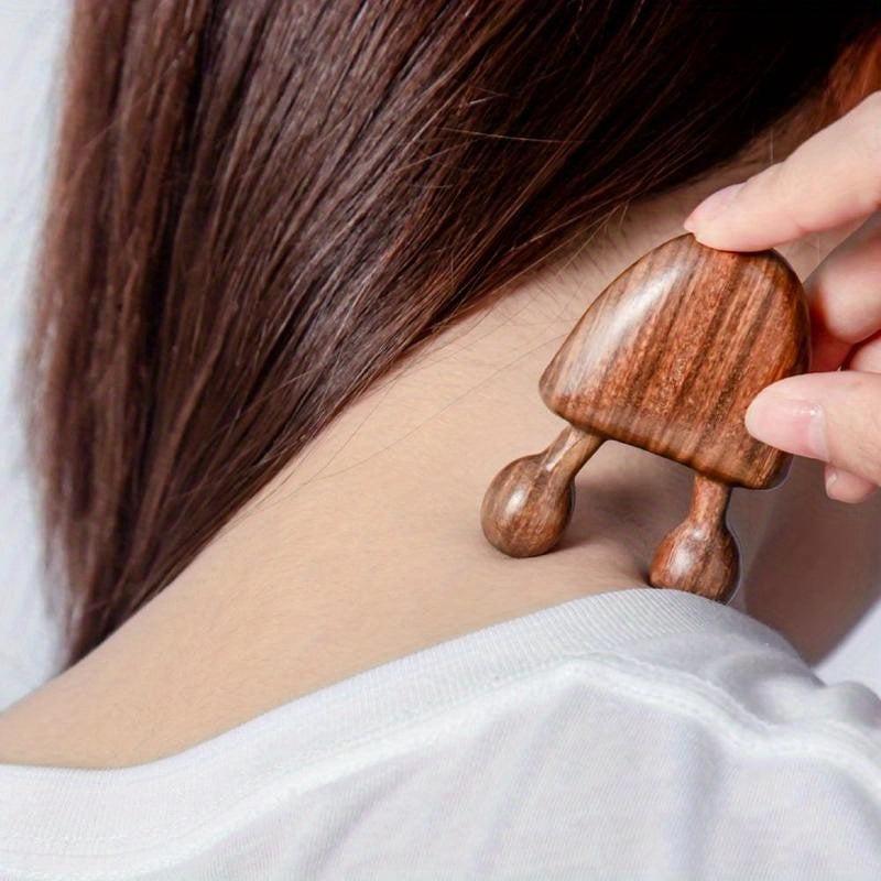 Green Sandalwood Facial Massage Comb with Wooden Handle