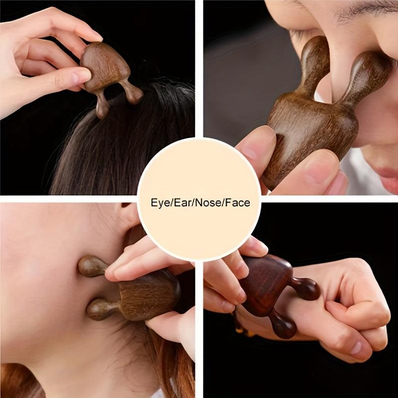 Green Sandalwood Facial Massage Comb with Wooden Handle