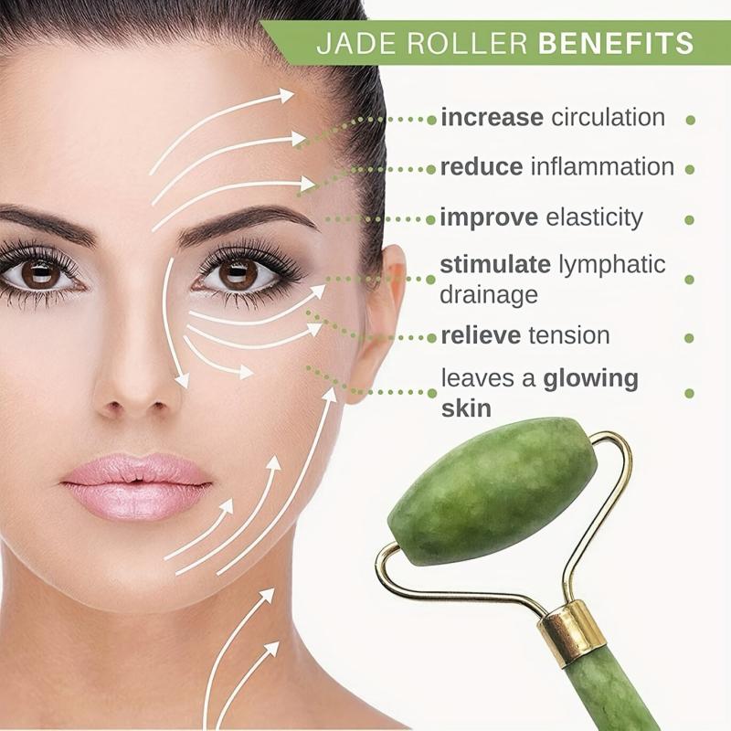 Jade Roller & Gua Sha Set Natural Zirconium Double Head Face Massage Tool