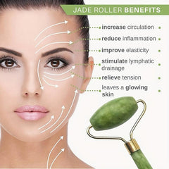 Jade Roller & Gua Sha Set Natural Zirconium Double Head Face Massage Tool