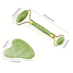 Jade Roller & Gua Sha Set Natural Zirconium Double Head Face Massage Tool