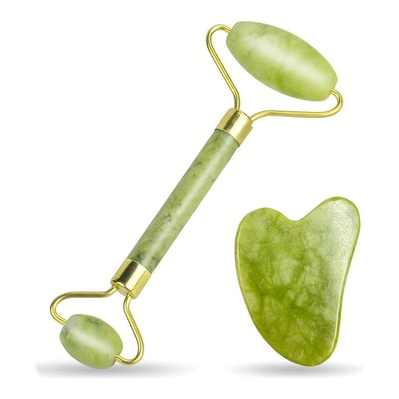 Jade Roller & Gua Sha Set Natural Zirconium Double Head Face Massage Tool