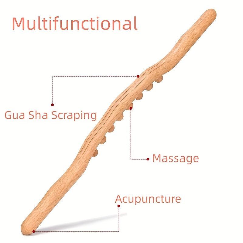 8 Beads Massage Stick Beech Wood Rolling Stick