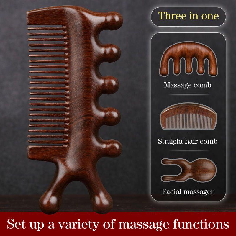 Wooden Massage Comb Sandalwood 3 In 1 Functional Comb Gua Sha Massage Brush