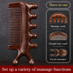 Wooden Massage Comb Sandalwood 3 In 1 Functional Comb Gua Sha Massage Brush