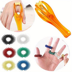 Finger Massager w/ 6 Spiky Rings - Relieve Fatigue, Body Massage