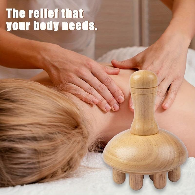 Wooden Mushroom Shape Massager Manual Wood Massage Tool For Full Body Use