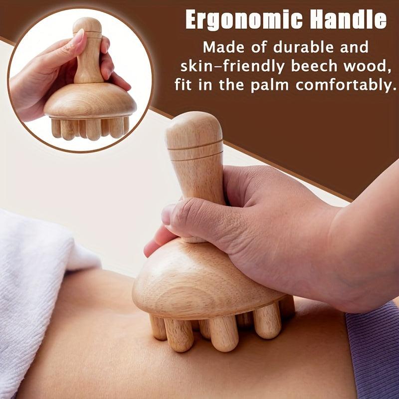 Wooden Mushroom Shape Massager Manual Wood Massage Tool For Full Body Use