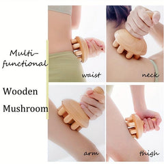 Wooden Mushroom Shape Massager Manual Wood Massage Tool For Full Body Use