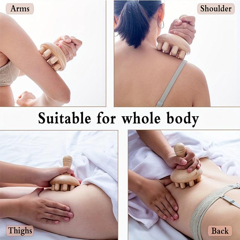 Wooden Mushroom Shape Massager Manual Wood Massage Tool For Full Body Use