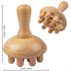Wooden Mushroom Shape Massager Manual Wood Massage Tool For Full Body Use