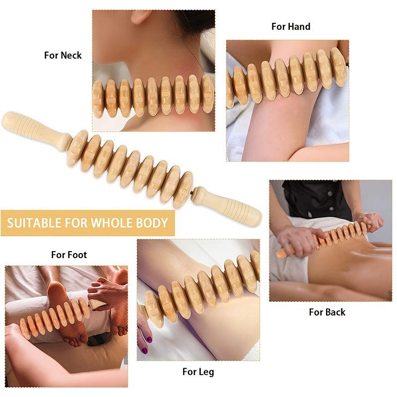 2pcs Wooden Massage Roller Handheld Trigger Point Massager Stick