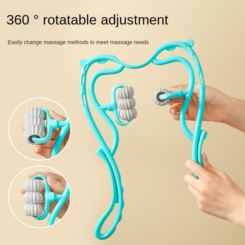 Double Ball Handheld Cervical Massager Kneading Roller Neck Clamp