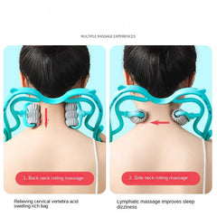 Double Ball Handheld Cervical Massager Kneading Roller Neck Clamp