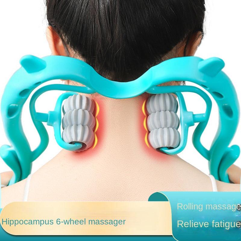 Double Ball Handheld Cervical Massager Kneading Roller Neck Clamp