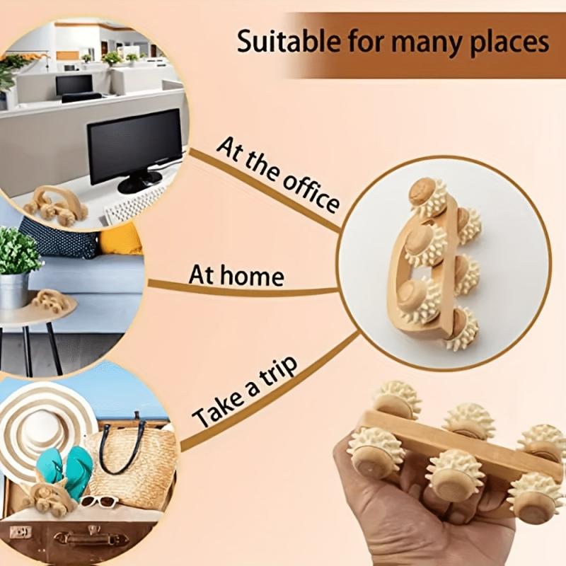 2pcs Wood Massage Roller Wooden Massage Tool With 6 Roller Soft Tissue Massager