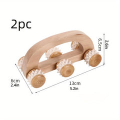 2pcs Wood Massage Roller Wooden Massage Tool With 6 Roller Soft Tissue Massager