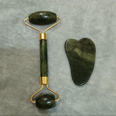 Facial Scraping Board & Jade Roller Massager Set