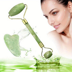 Facial Scraping Board & Jade Roller Massager Set