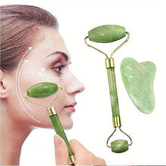 Facial Scraping Board & Jade Roller Massager Set