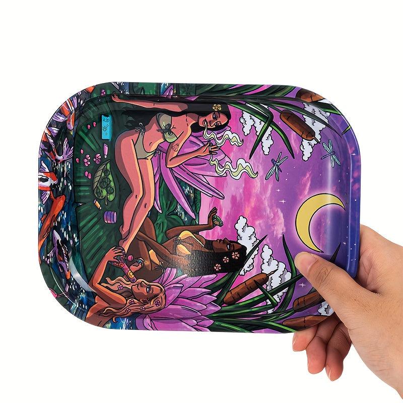 Creative Pattern Metal Rolling Tray Wake Up Tray Fruit Plate Dessert Tray