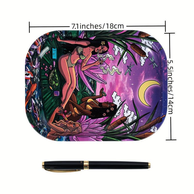 Creative Pattern Metal Rolling Tray Wake Up Tray Fruit Plate Dessert Tray