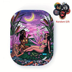 Creative Pattern Metal Rolling Tray Wake Up Tray Fruit Plate Dessert Tray