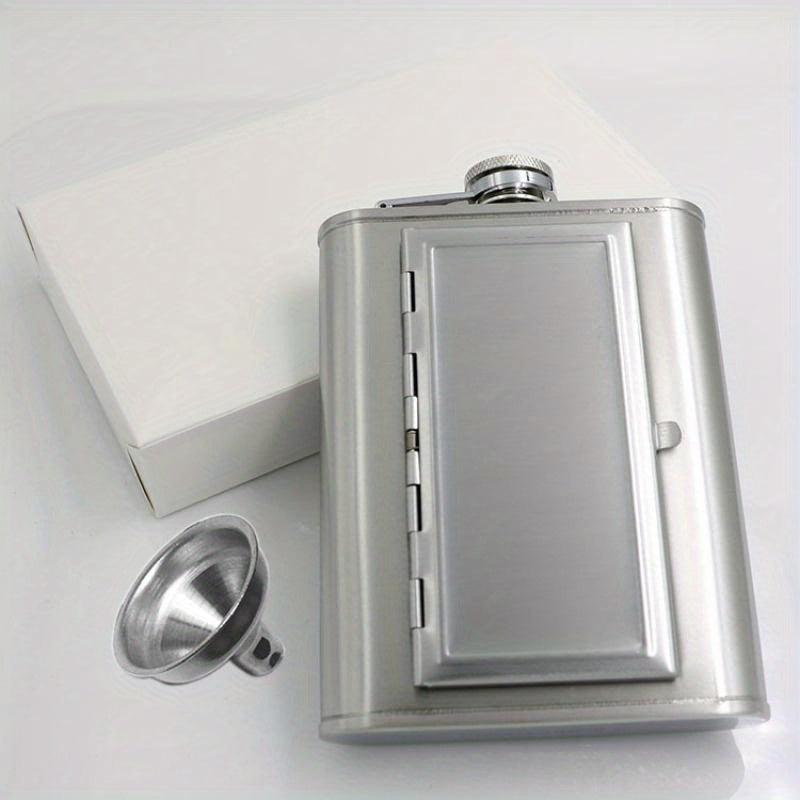 Portable Stainless Steel Cigarette Case & Hip Flask Set with Funnel