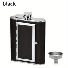 Portable Stainless Steel Cigarette Case & Hip Flask Set with Funnel