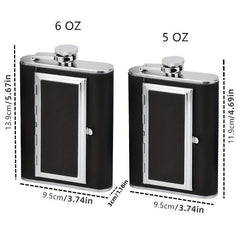 Portable Stainless Steel Cigarette Case & Hip Flask Set with Funnel