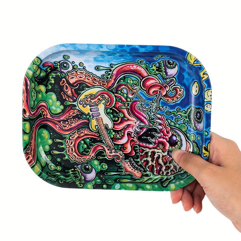 Creative Pattern Rolling Tray Metal Durable Household Wake Up Tray