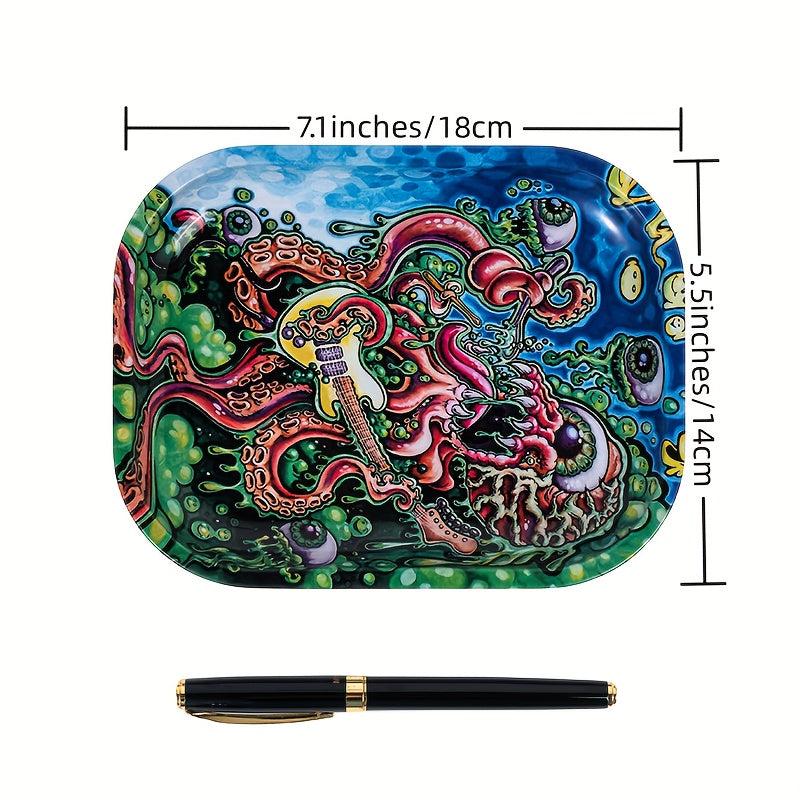 Creative Pattern Rolling Tray Metal Durable Household Wake Up Tray