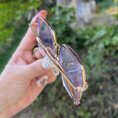 Transparent Tea Square Frame Metal Anti Glasses