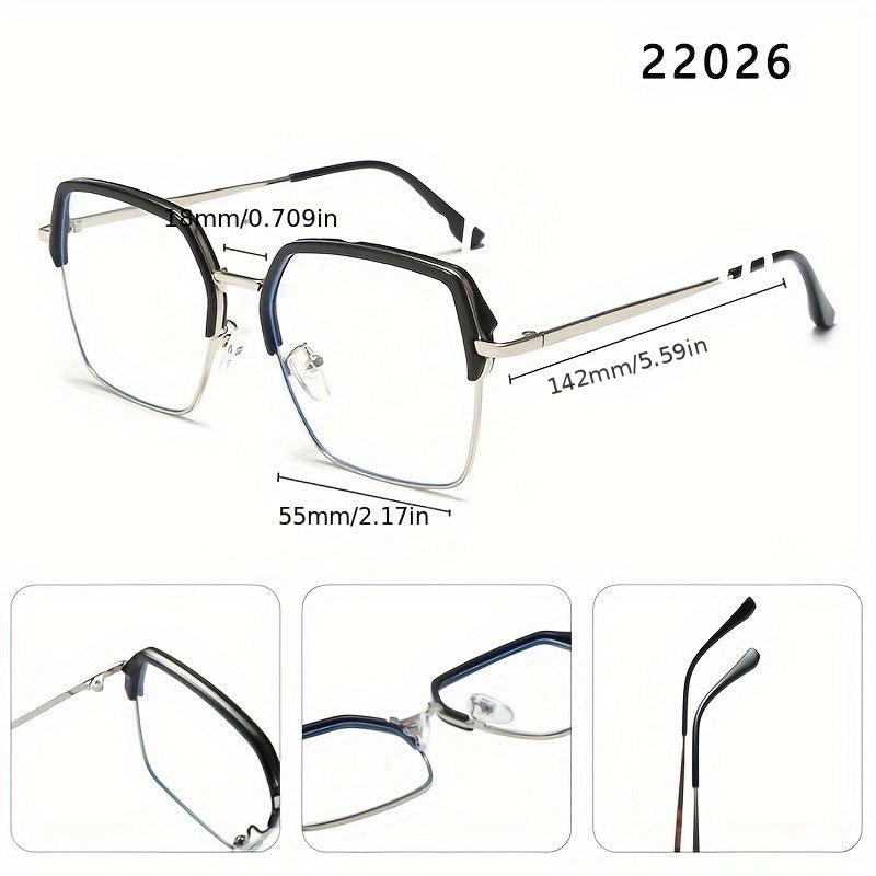 Transparent Tea Square Frame Metal Anti Glasses