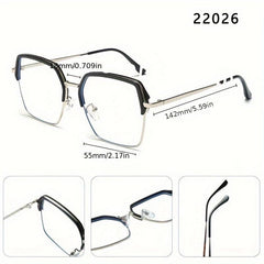 Transparent Tea Square Frame Metal Anti Glasses