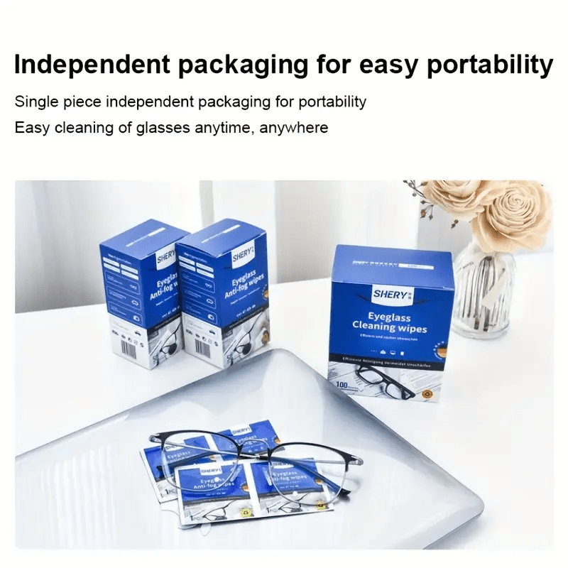 100pcs Anti-fog Wet Wipes for Glasses & Mobile Phone Screen