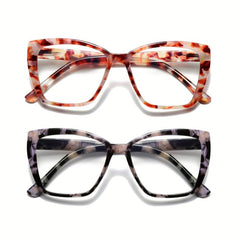 Pink/Yellow Tortoiseshell Cat Eye Reading Glasses, Light Bloc