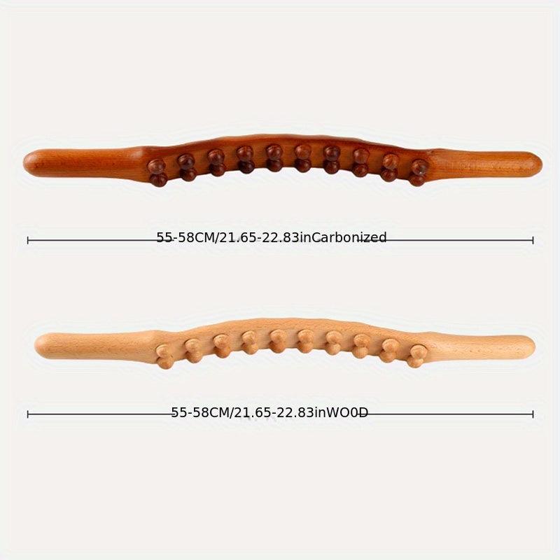 20 Beads Gua Sha Massage Stick Carbonized Wood Back Scrapping Wand