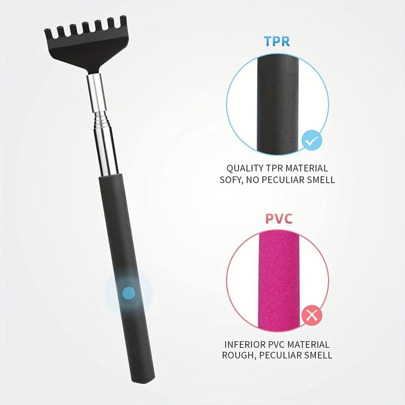 Telescopic Stainless Steel Back Scratcher Hand Massager w/ Pocket Clip